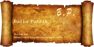 Balla Patrik névjegykártya